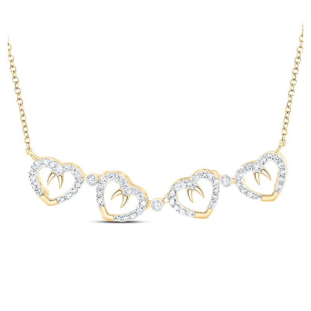 10K Yellow Or Rose Gold Womens Round Diamond Convertible Heart Necklace