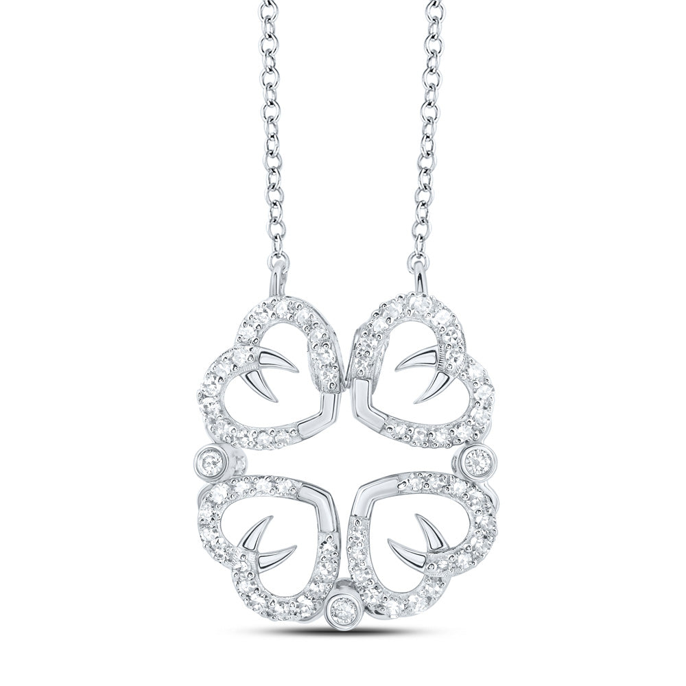 10K White Gold Womens Round Diamond 18-inch Convertible Heart Necklace 3/8 Cttw, Length: 0.31 In, Width: 0.35 In