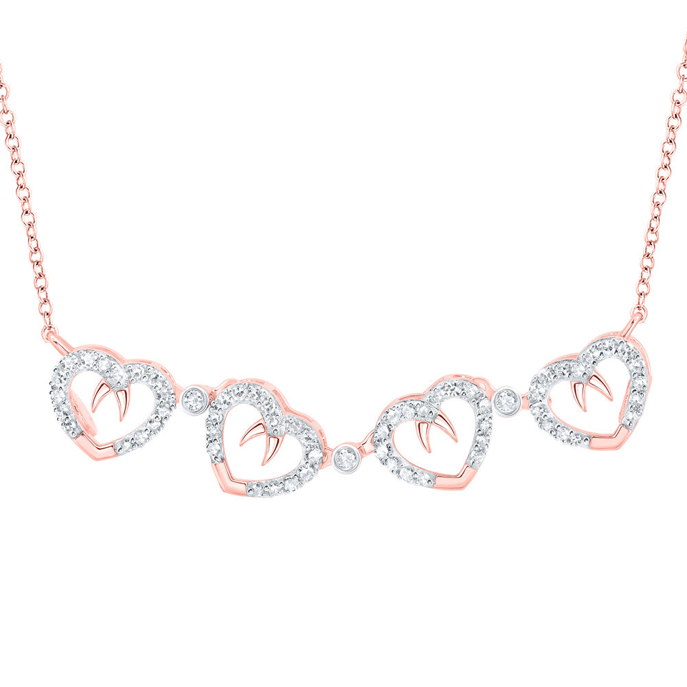 10K Yellow Or Rose Gold Womens Round Diamond Convertible Heart Necklace