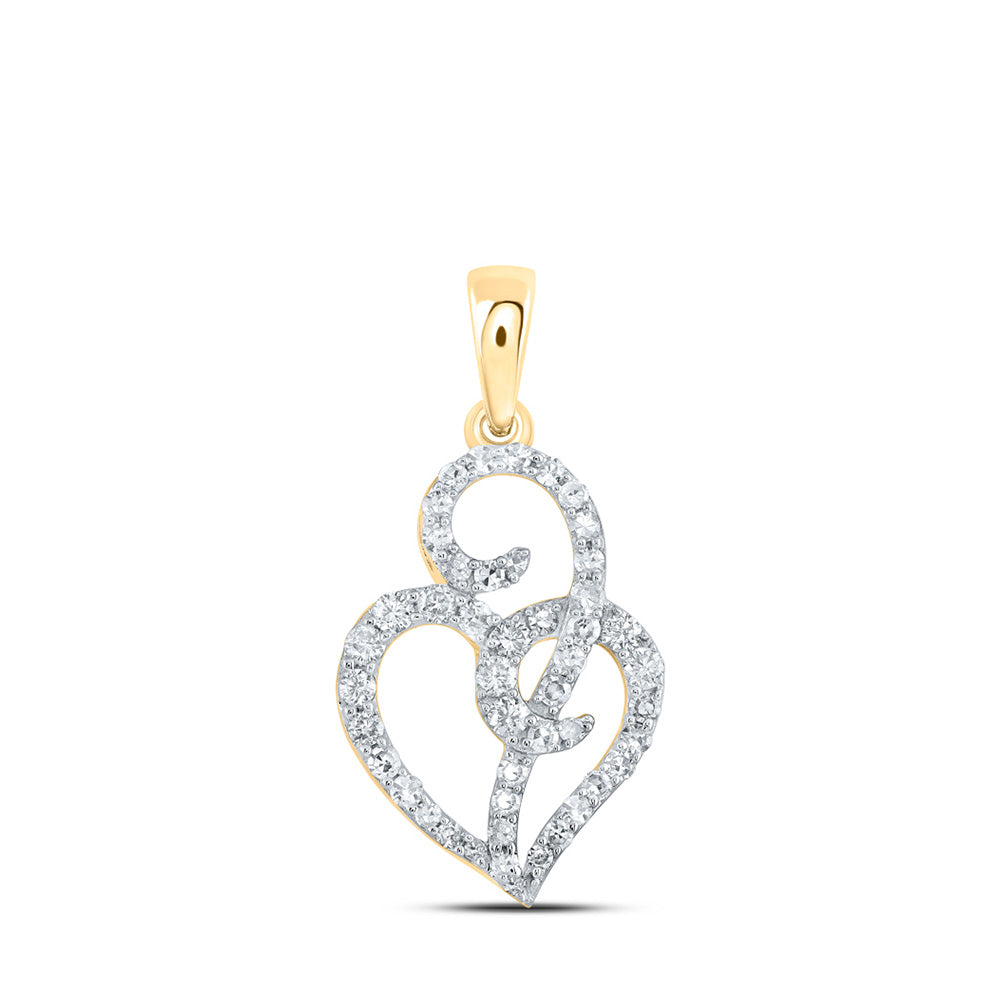 10K Yellow Or White Or Rose Gold Womens Round Diamond Heart Pendant