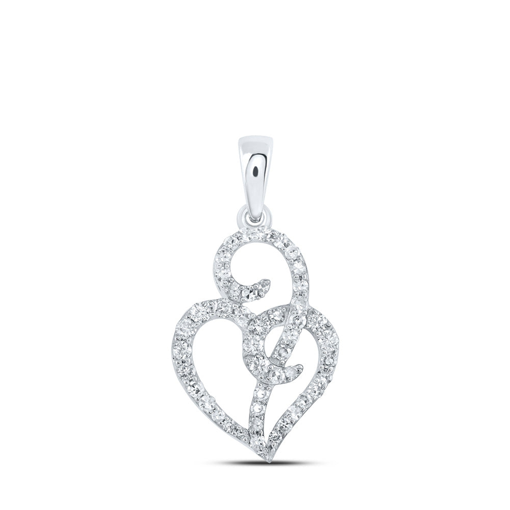 10K Yellow Or White Or Rose Gold Womens Round Diamond Heart Pendant