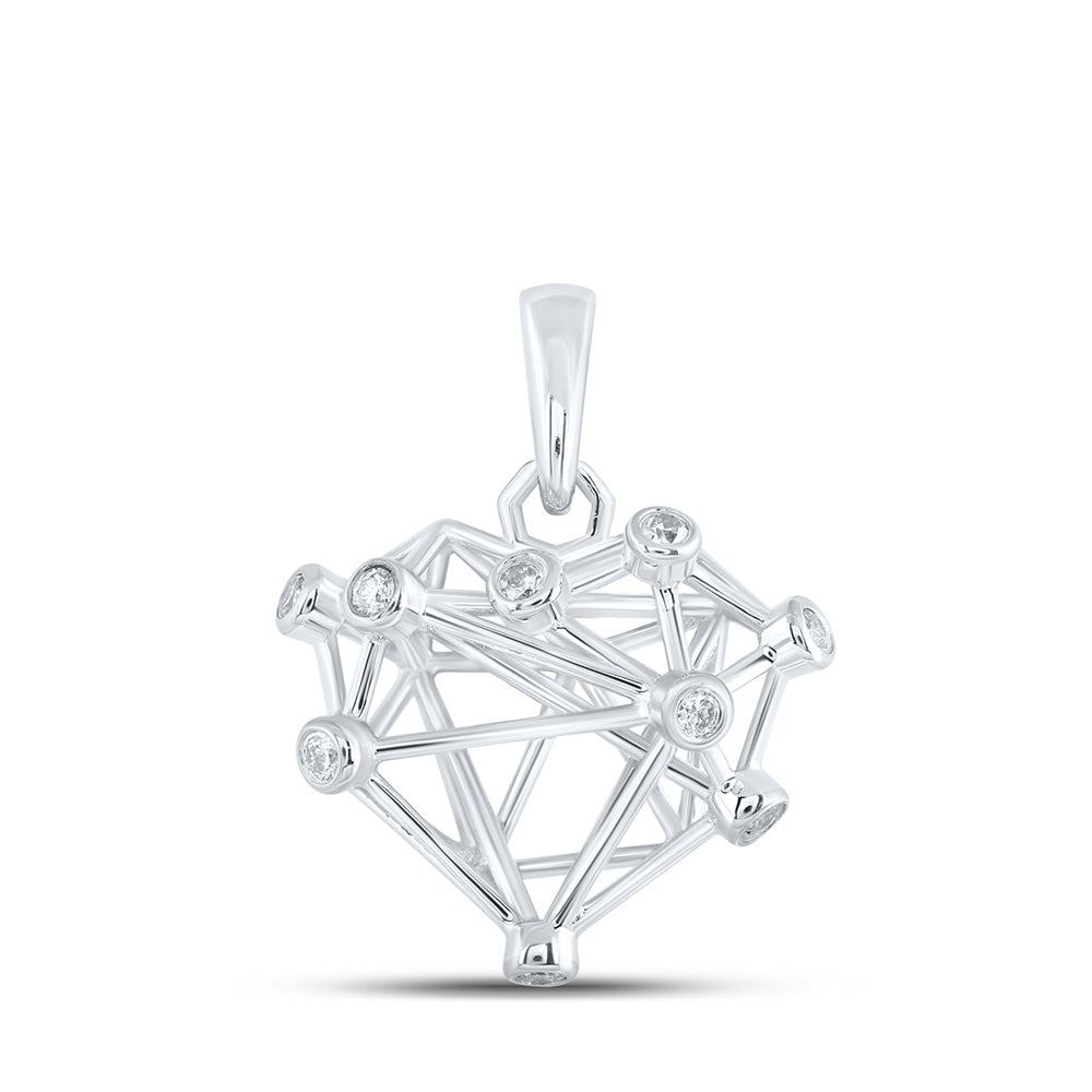 10K Yellow Or White Or Rose Gold Womens Round Diamond Heart Pendant