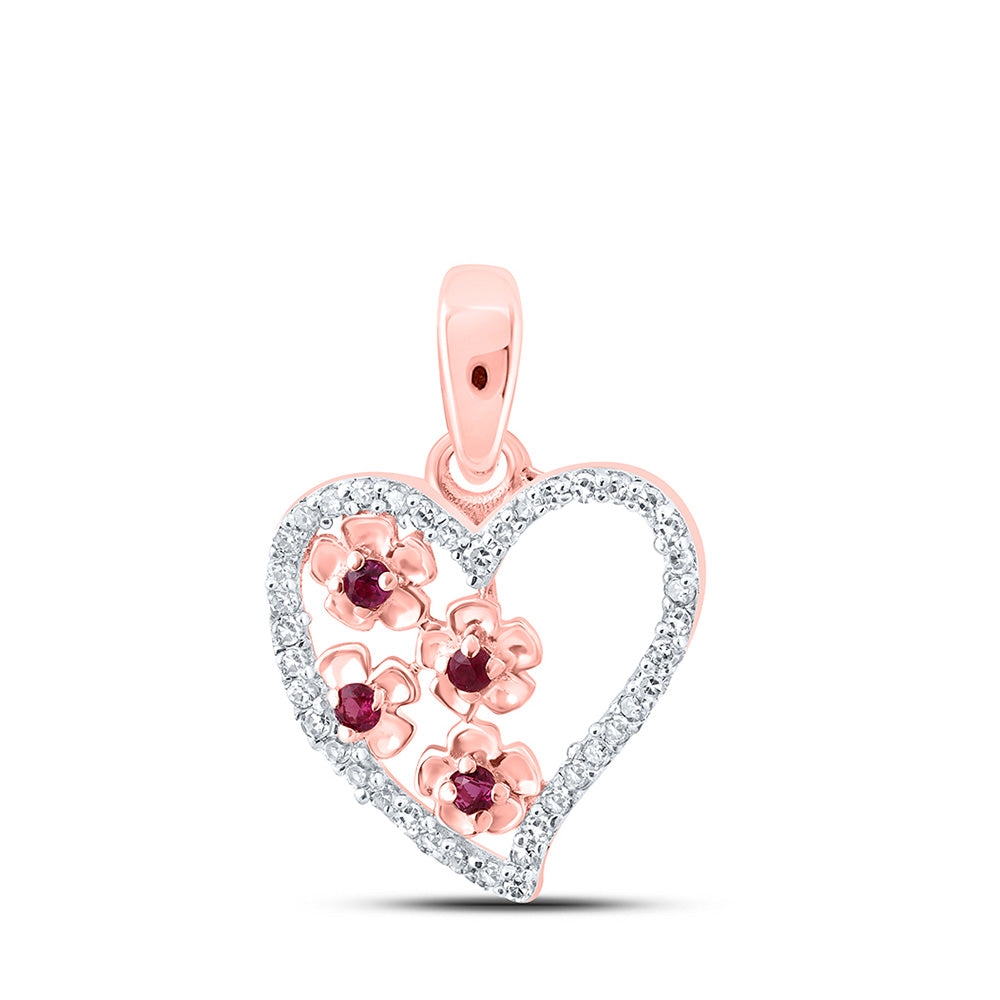 10K Yellow Or Rose Or White Gold Womens Round Emerald Diamond Heart Pendant 1/8 Cttw, Length: 0.67 In, Width: 0.44 In