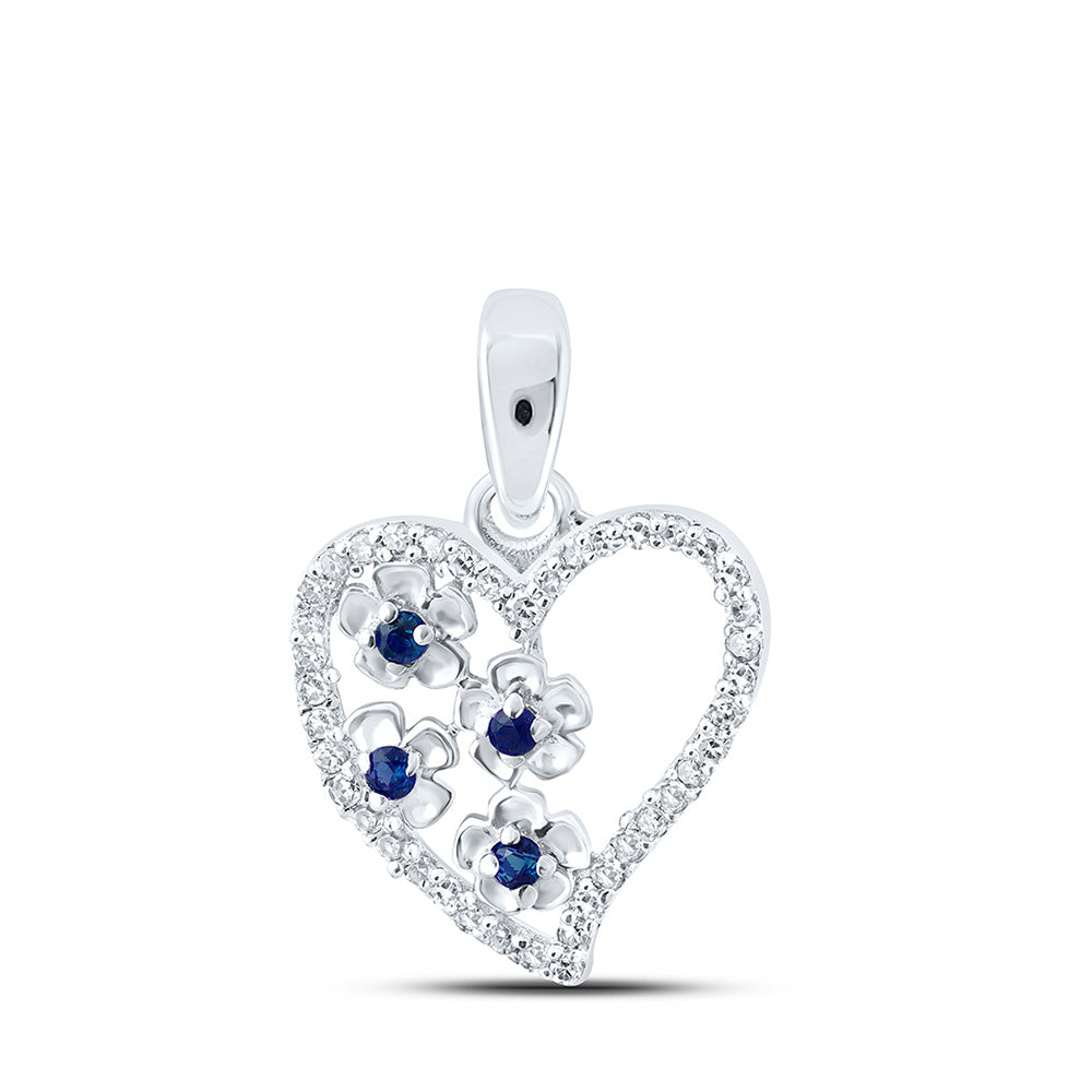 10K Yellow Or Rose Or White Gold Womens Round Emerald Diamond Heart Pendant 1/8 Cttw, Length: 0.67 In, Width: 0.44 In