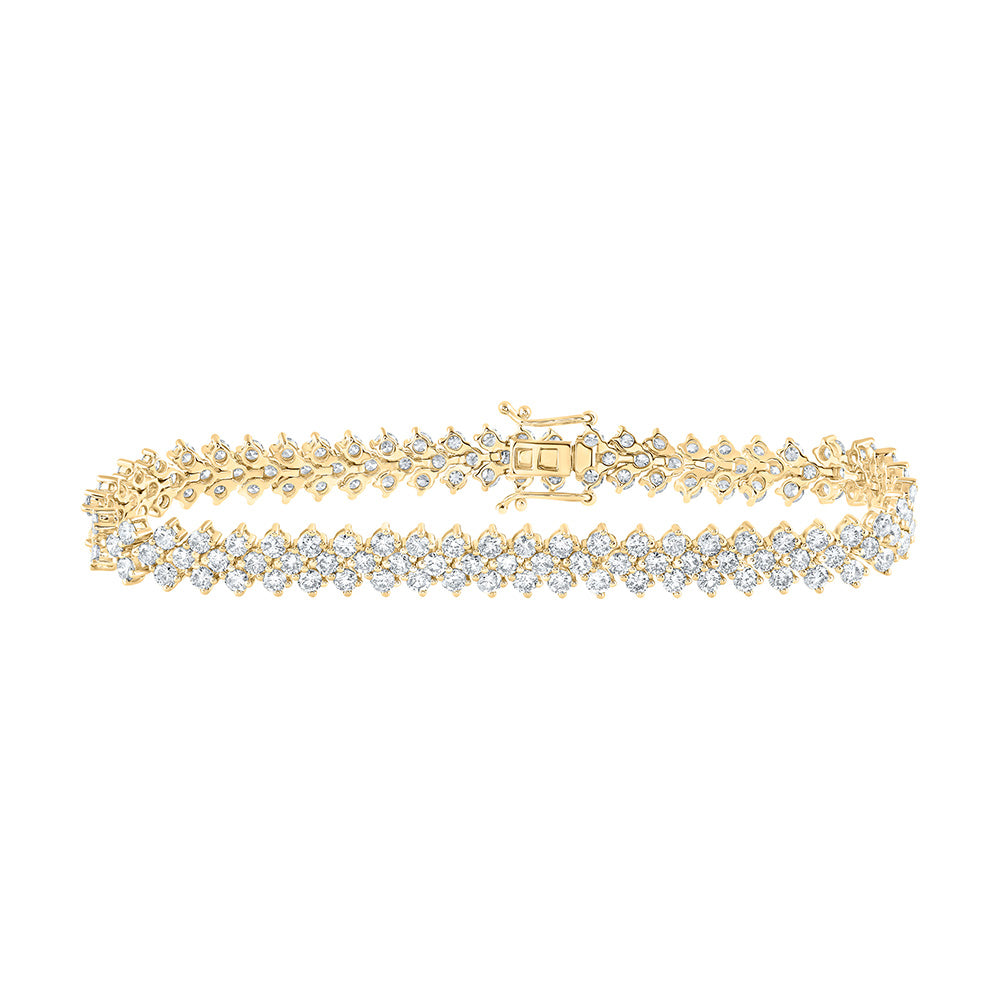 14K White Or Yellow Gold Womens Round Diamond Tennis Bracelet