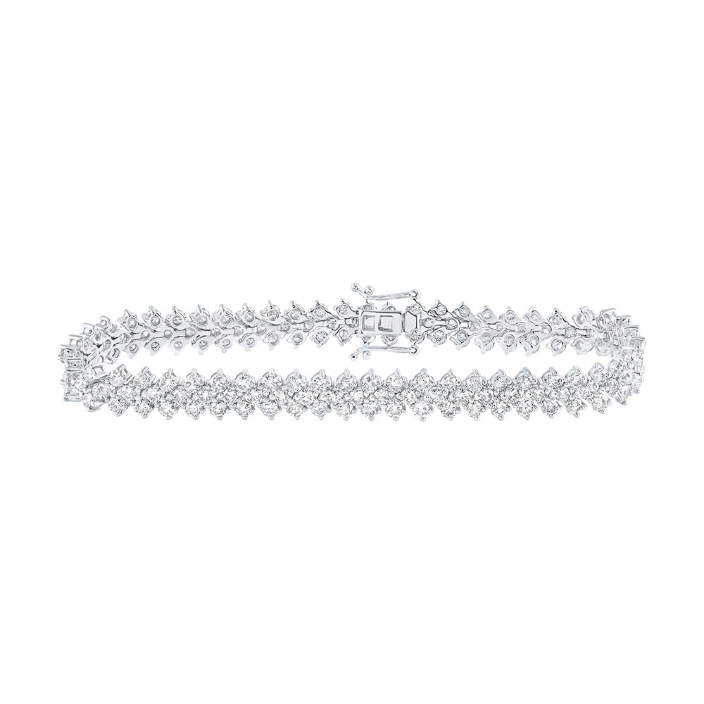 14K White Or Yellow Gold Womens Round Diamond Tennis Bracelet