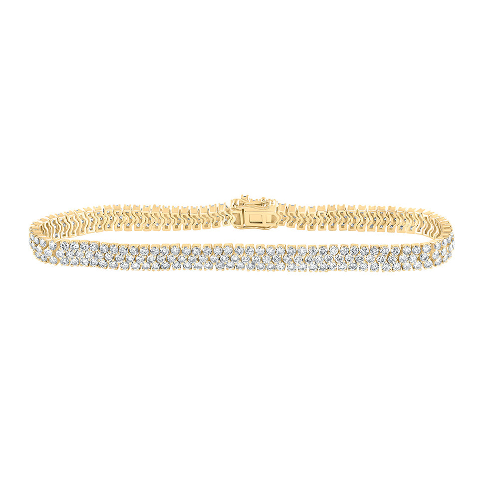 14K White Or Yellow Gold Womens Round Diamond Tennis Bracelet