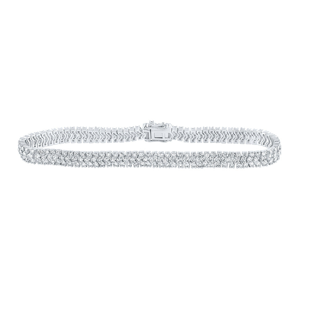 14K White Or Yellow Gold Womens Round Diamond Tennis Bracelet