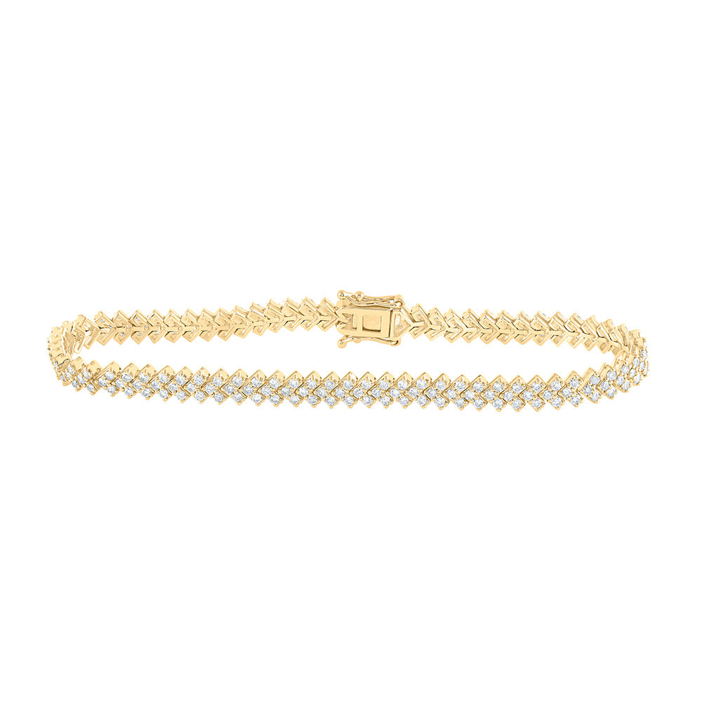 14K White Or Yellow Gold Womens Round Diamond Tennis Bracelet