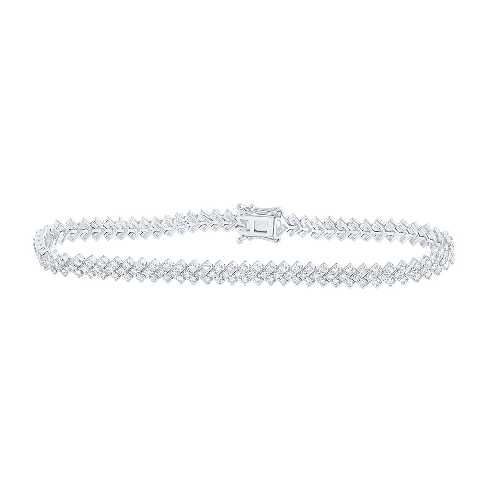 14K White Or Yellow Gold Womens Round Diamond Tennis Bracelet