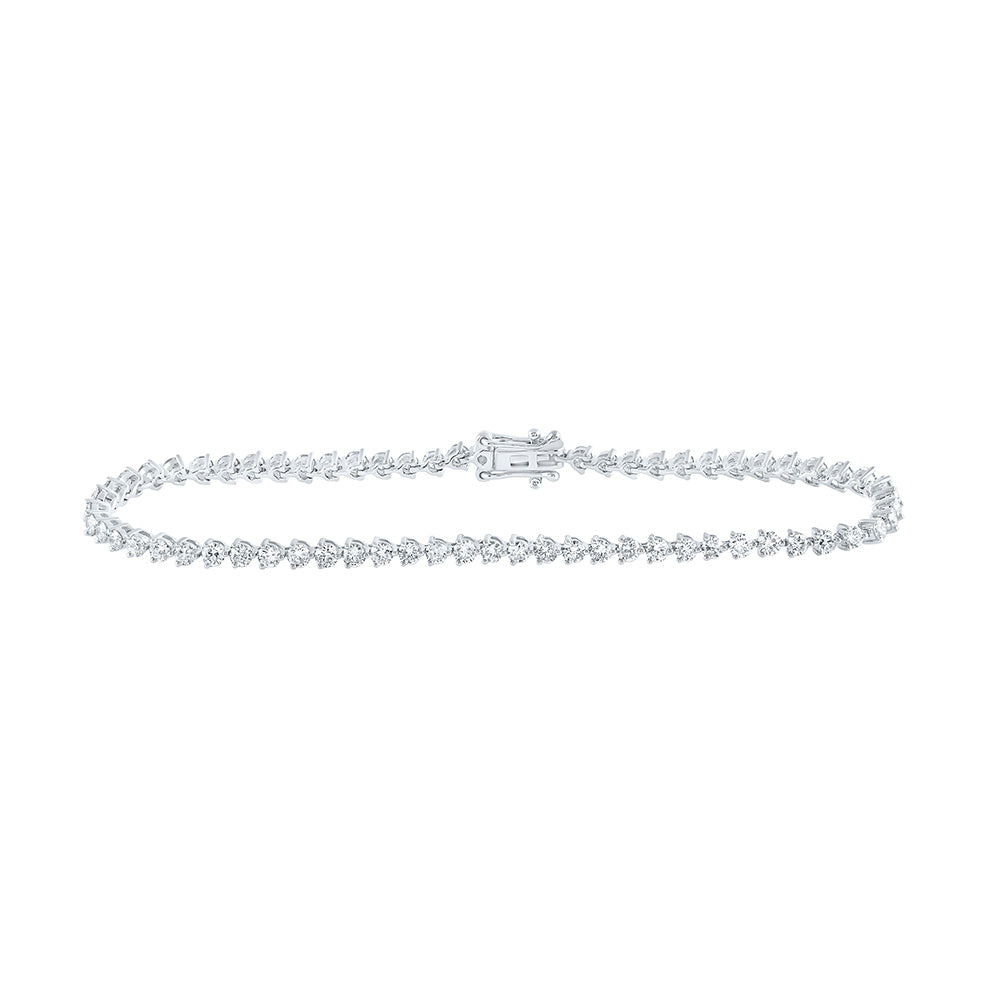 14K White Gold Womens Round Diamond Single Row Tennis Bracelet 2-3/4 Cttw