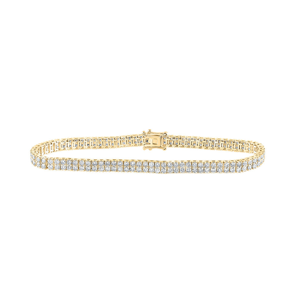 14K White Or Yellow Gold Womens Round Diamond Double Row Tennis Bracelet