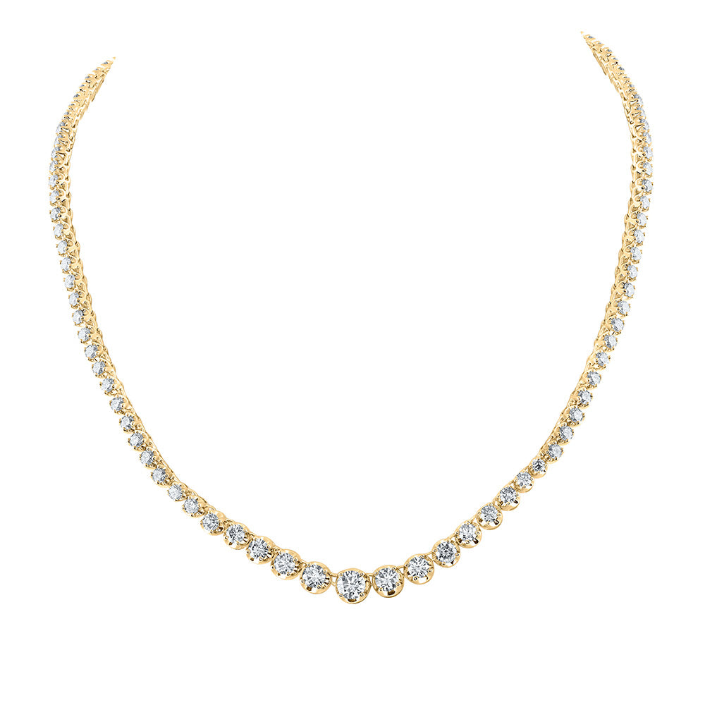 14K White Or Yellow Gold Womens Round Diamond Graduated Tennis Necklace