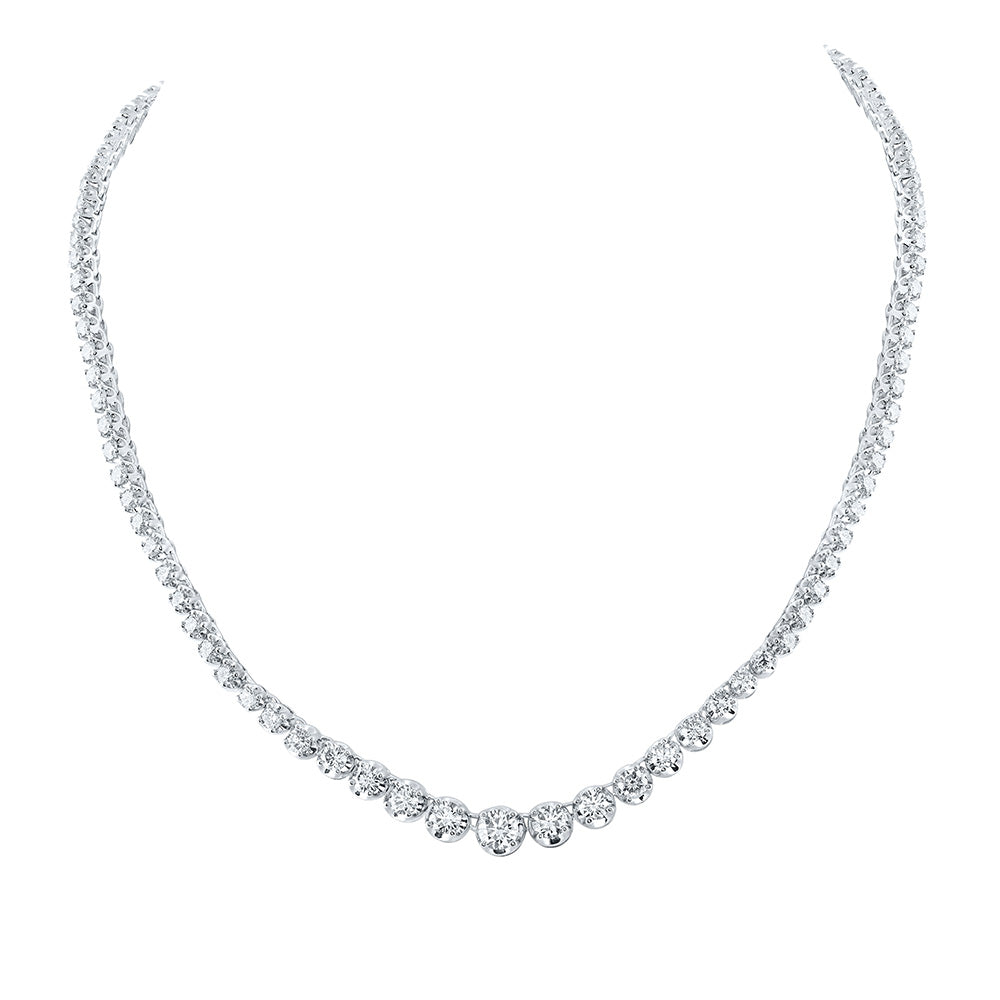 14K White Or Yellow Gold Womens Round Diamond Graduated Tennis Necklace