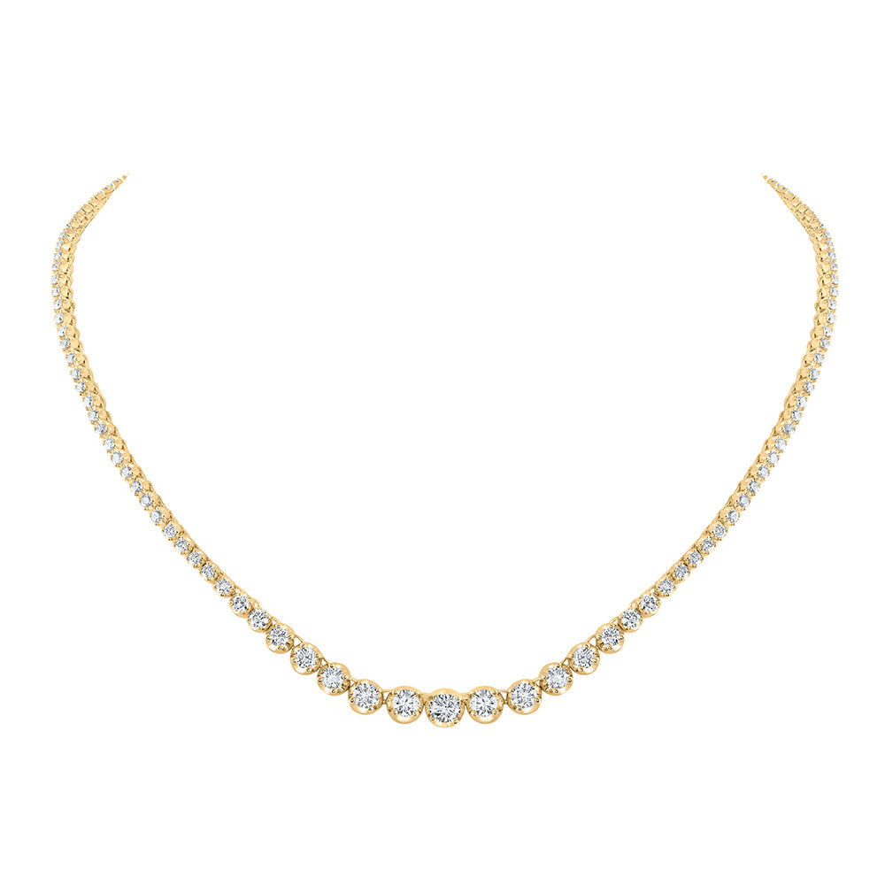 14K White Or Yellow Gold Womens Round Diamond Graduated Tennis Necklace