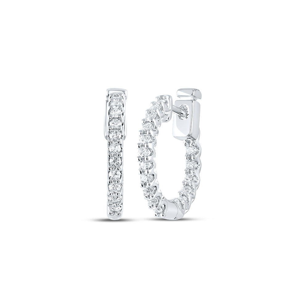 14K White Or Yellow Gold Womens Round Diamond Inside Outside Earrings