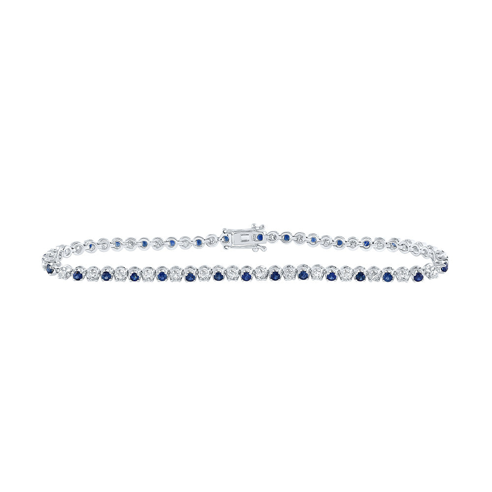 14K White Gold Womens Round White Sapphire Diamond Tennis Bracelet 2-1/3 Cttw