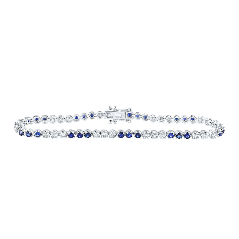 14K White Gold Womens Round White Sapphire Diamond Tennis Bracelet 3-1/3 Cttw