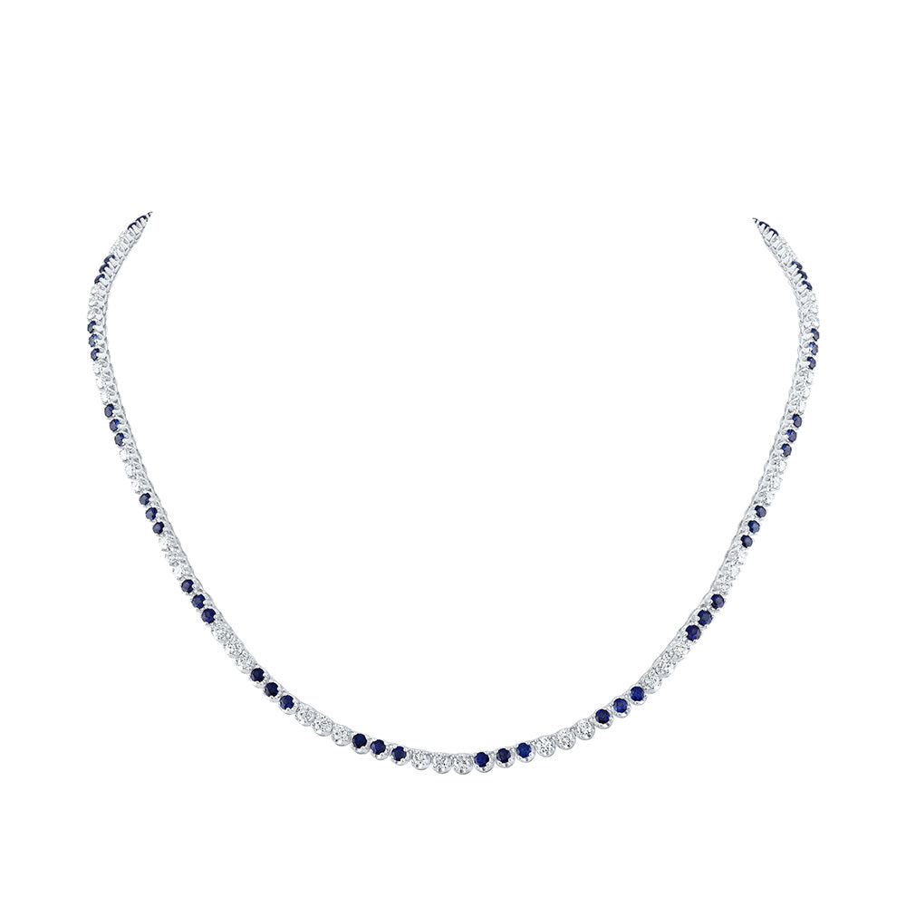 14K White Gold Womens Round Diamond 18-inch Tennis Necklace