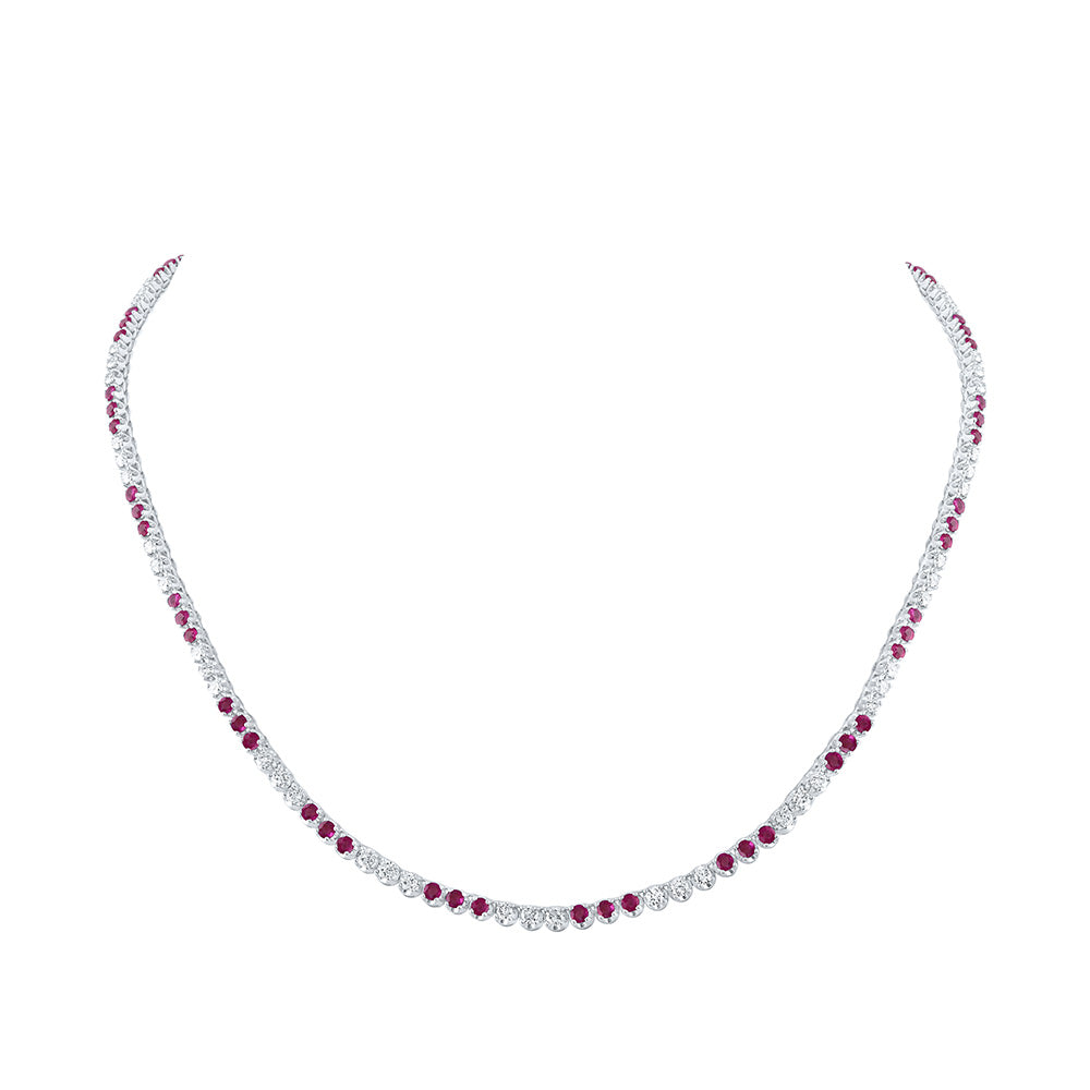 14K White Gold Womens Round Diamond 18-inch Tennis Necklace