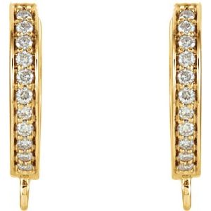 18K Yellow Gold 13.4 X 12.1 Mm .75 Mm Round .95Mm Pair Polished 1/10 Ctw Natural Diamond Hinged Hoop Earring Tops