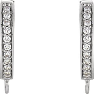 Platinum 13.4 X 12.1 Mm .75 Mm Round .95Mm Pair Hinged Polished 1/10 Ctw Natural Diamond Hinged Hoop Earring Tops