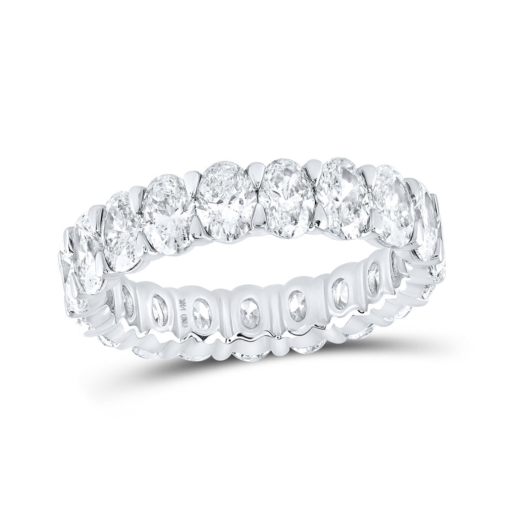 14K White Gold Womens Oval Diamond Eternity Wedding Band 4-5/8 Cttw, Womens Size: 5-10