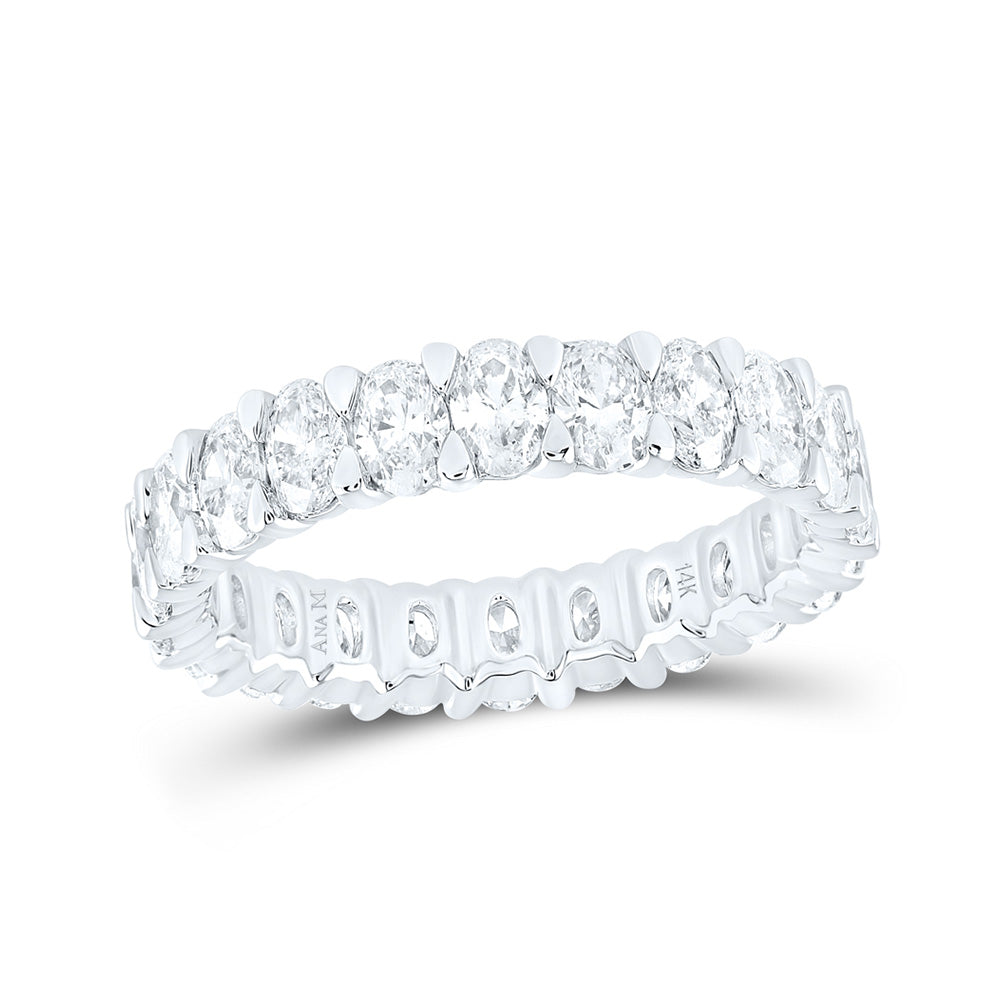 14K White Gold Womens Oval Diamond Eternity Wedding Band 3-1/4 Cttw, Womens Size: 5-10