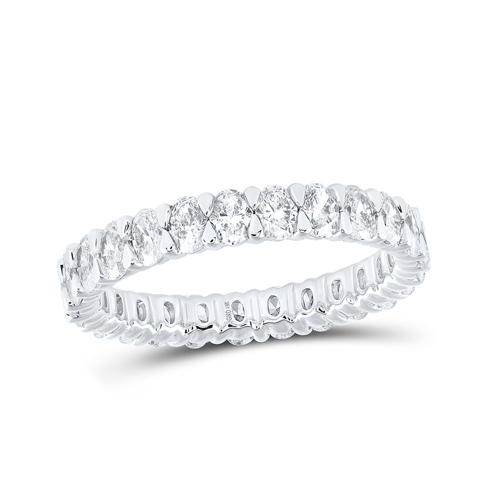 14K White Gold Womens Oval Diamond Eternity Wedding Band 2 Cttw, Womens Size: 5-10