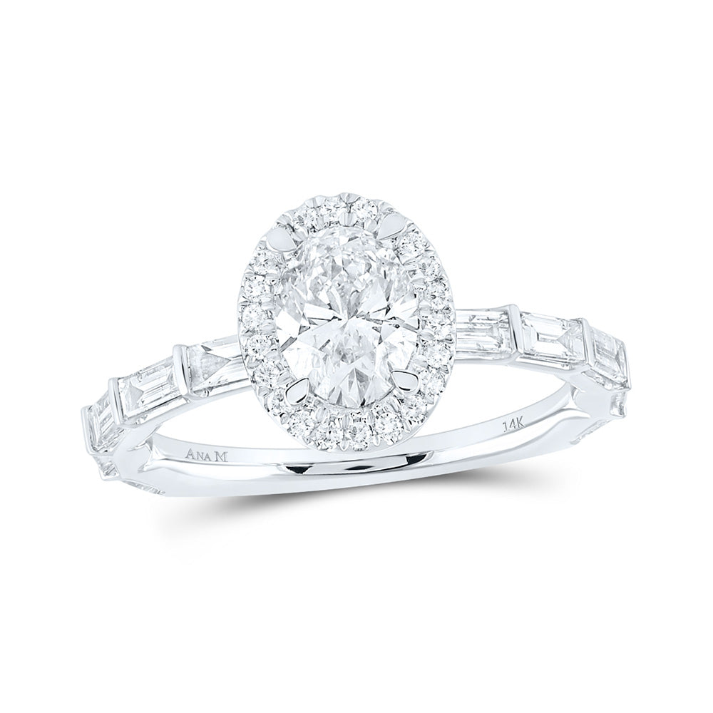14K White Gold Oval Diamond Halo Bridal Wedding Engagement Ring 2 Cttw, Womens Size: 5-10