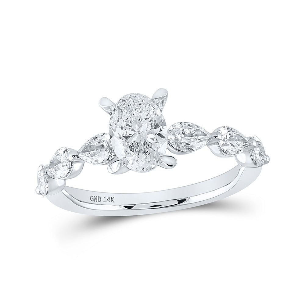 14K White Gold Oval Diamond Solitaire Bridal Wedding Engagement Ring 1-7/8 Cttw, Womens Size: 5-10
