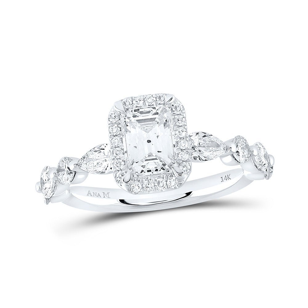 14K White Gold Emerald Diamond Solitaire Bridal Wedding Engagement Ring 2 Cttw, Womens Size: 5-10