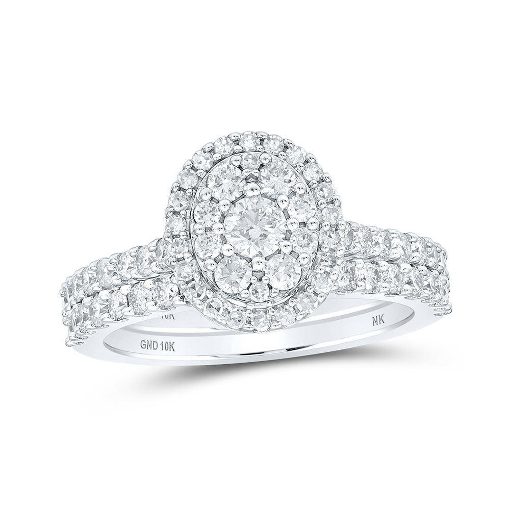 10K Yellow Or White Or Rose Gold Round Diamond Bridal Wedding Ring Band Set , Womens Size: 5-10