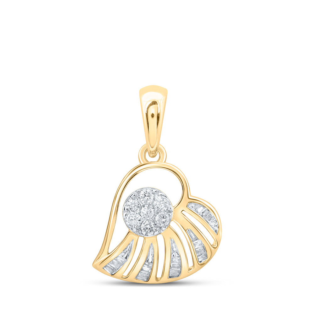 10K Yellow Or White Or Rose Gold Womens Round Diamond Heart Pendant