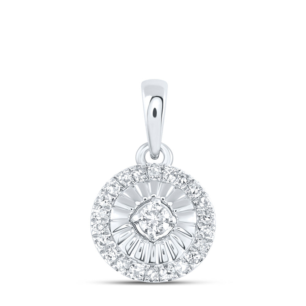 Sterling Silver Womens Round Diamond Cluster Pendant 1/8 Cttw, Length: 0.52 In, Width: 0.31 In