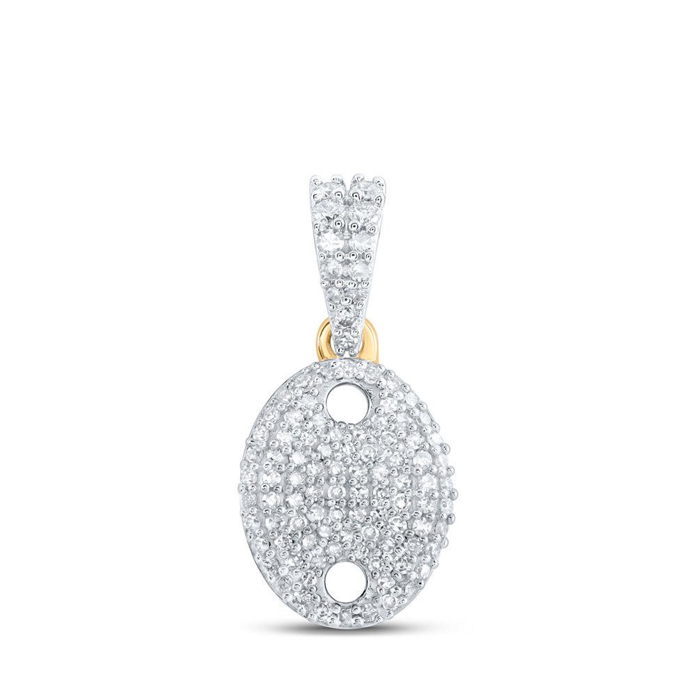 10K Yellow Or White Or Rose Gold Womens Round Diamond Oval Pendant