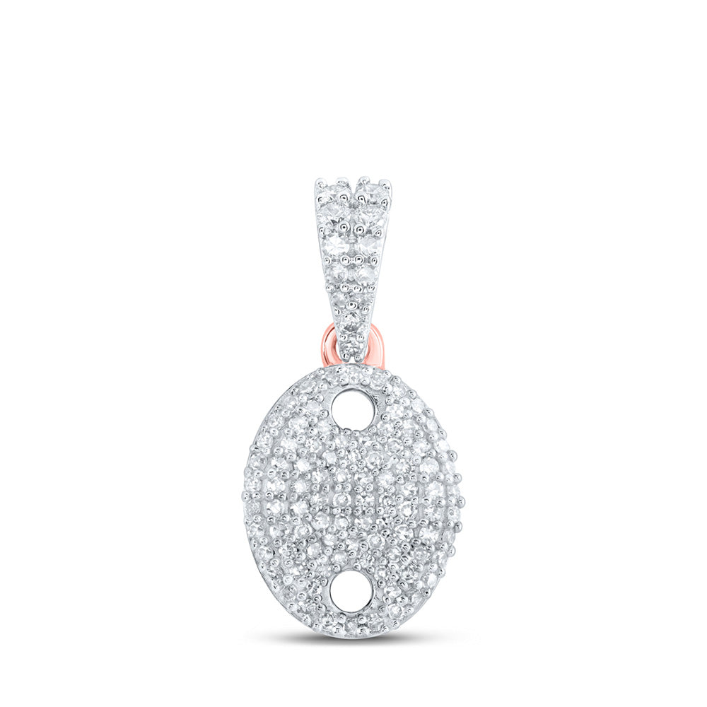 10K Yellow Or White Or Rose Gold Womens Round Diamond Oval Pendant