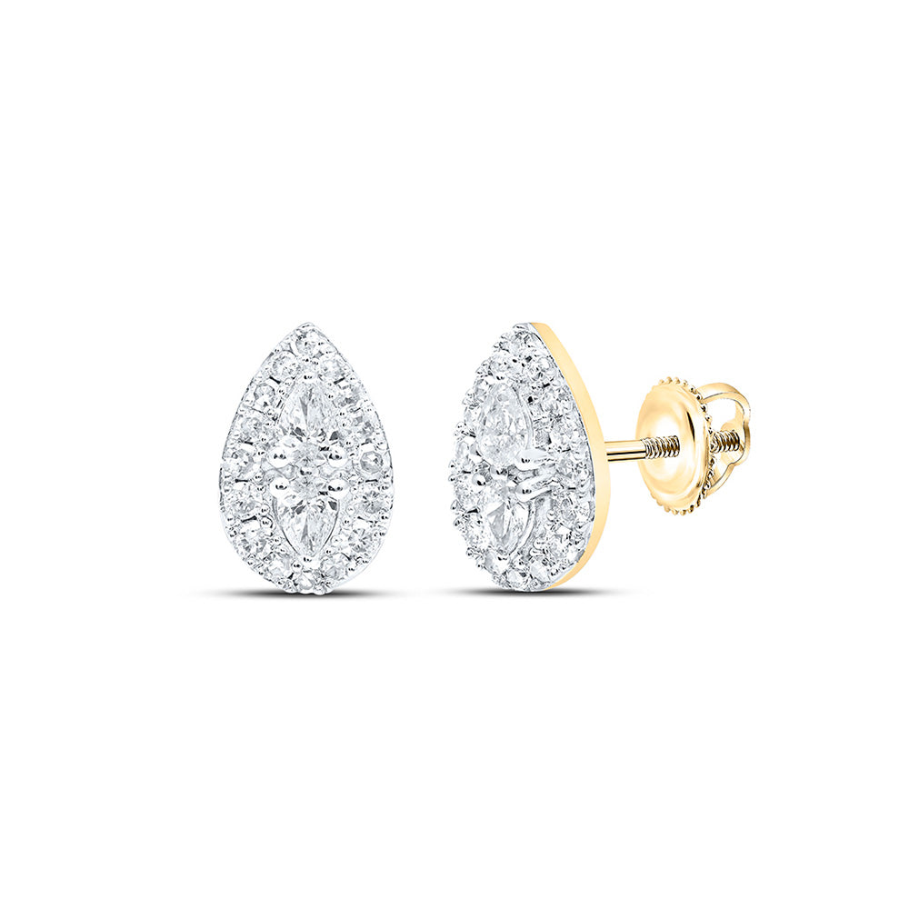 10K White Or Yellow Gold Womens Pear Diamond Teardrop Earrings