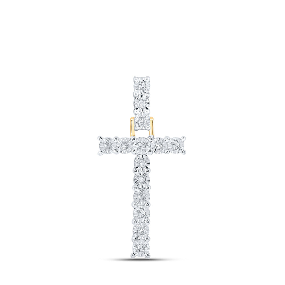 10K Yellow Gold Womens Round Diamond Initial Letter Pendant