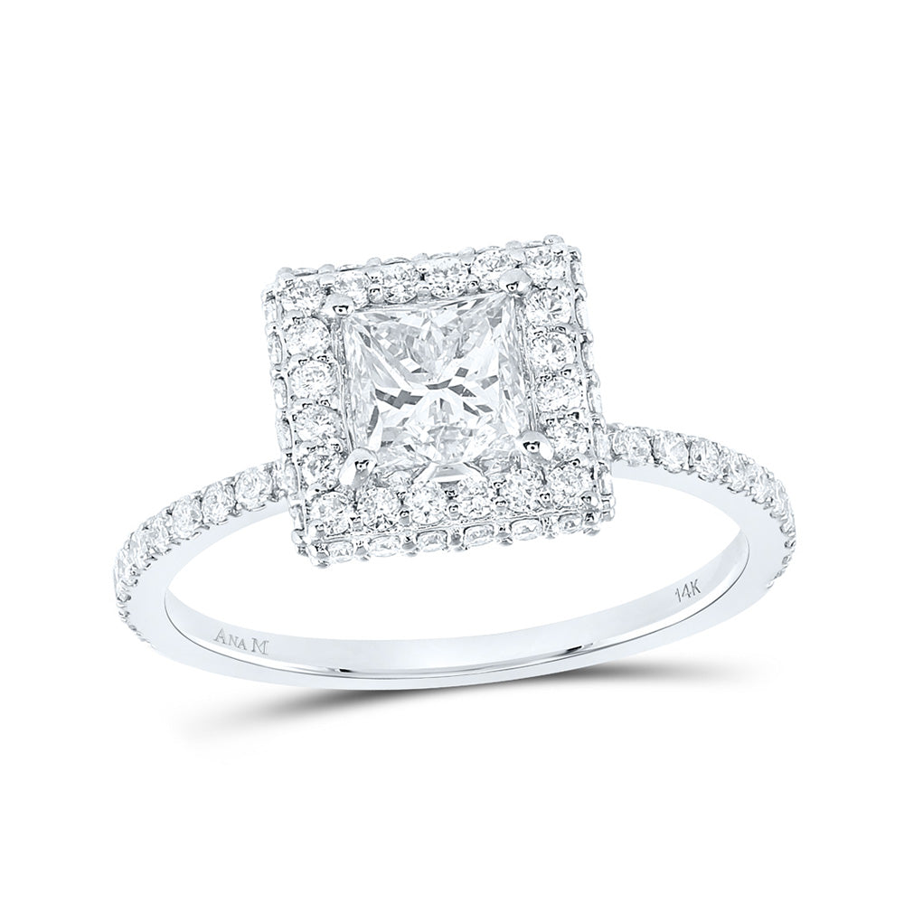 14K White Gold Princess Diamond Halo Bridal Wedding Engagement Ring 1-5/8 Cttw, Womens Size: 5-10