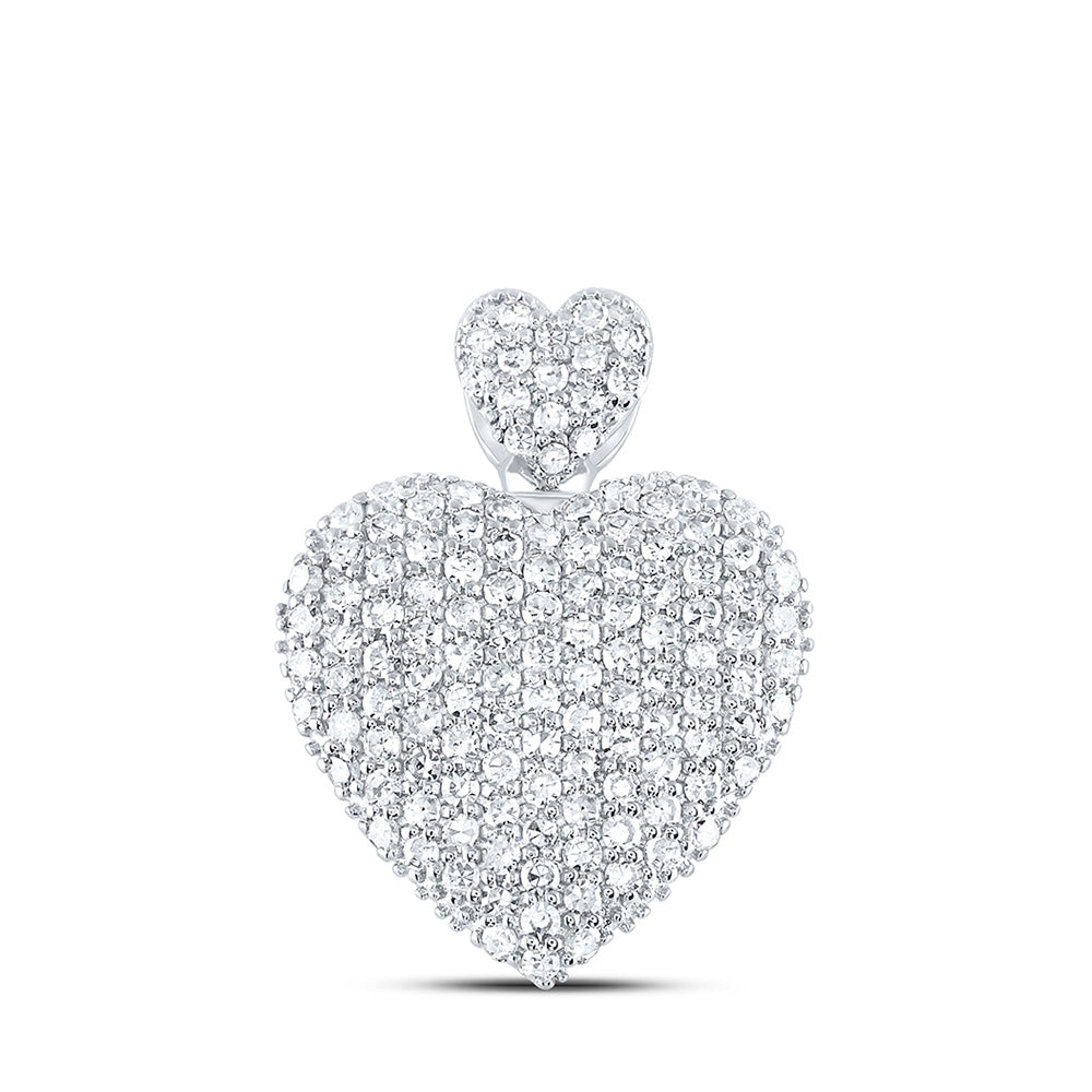 10K Yellow Or White Or Rose Gold Womens Round Diamond Heart Pendant