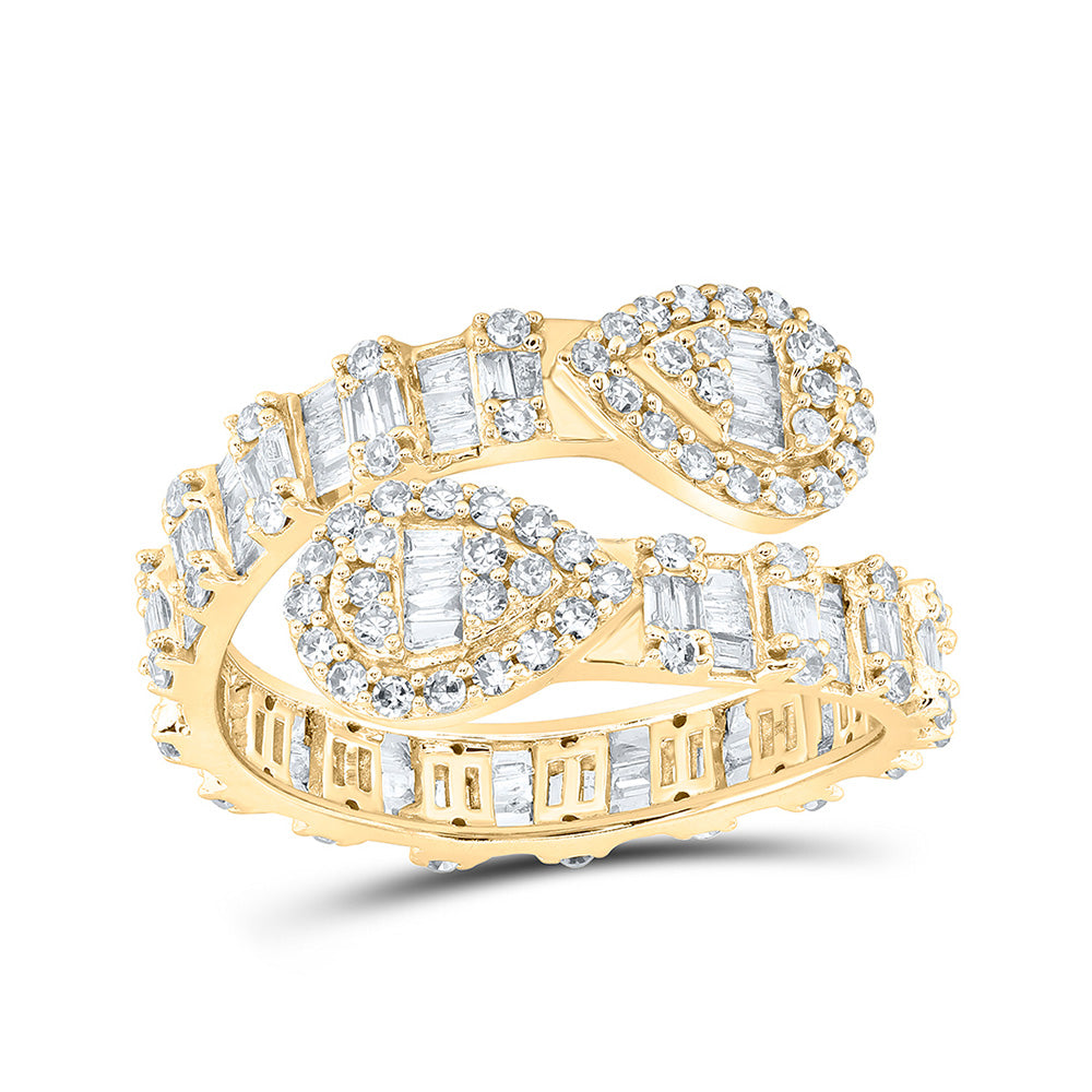 10K Yellow Or Rose Or White Gold Womens Round Diamond Circle Cuff Band Ring 1 Cttw, Womens Size: 5-10