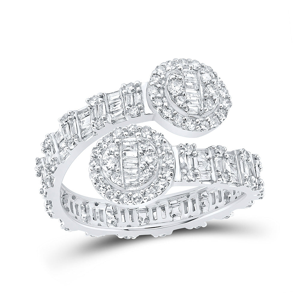 10K White Or Yellow Gold Womens Baguette Diamond Circle Cuff Band Ring , Womens Size: 5-10