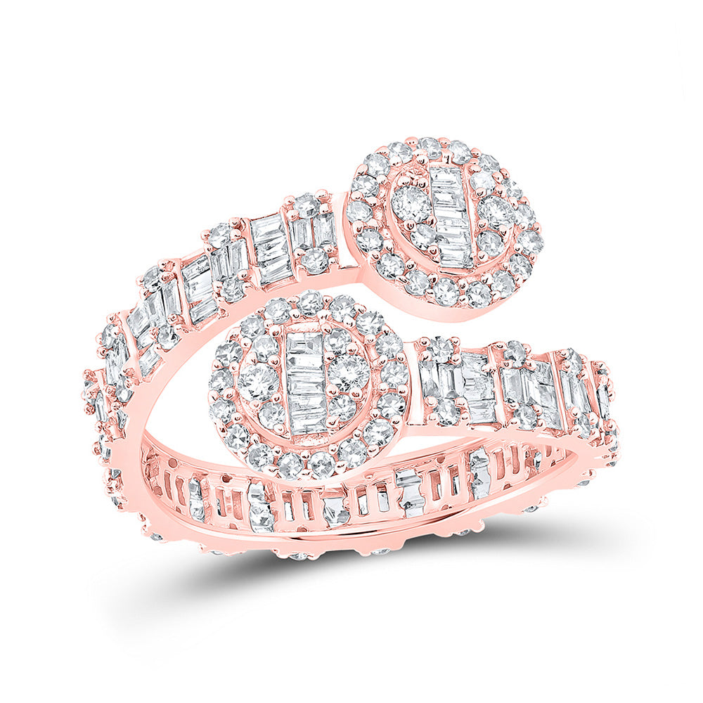 10K Yellow Or Rose Or White Gold Womens Round Diamond Circle Cuff Band Ring 1 Cttw, Womens Size: 5-10