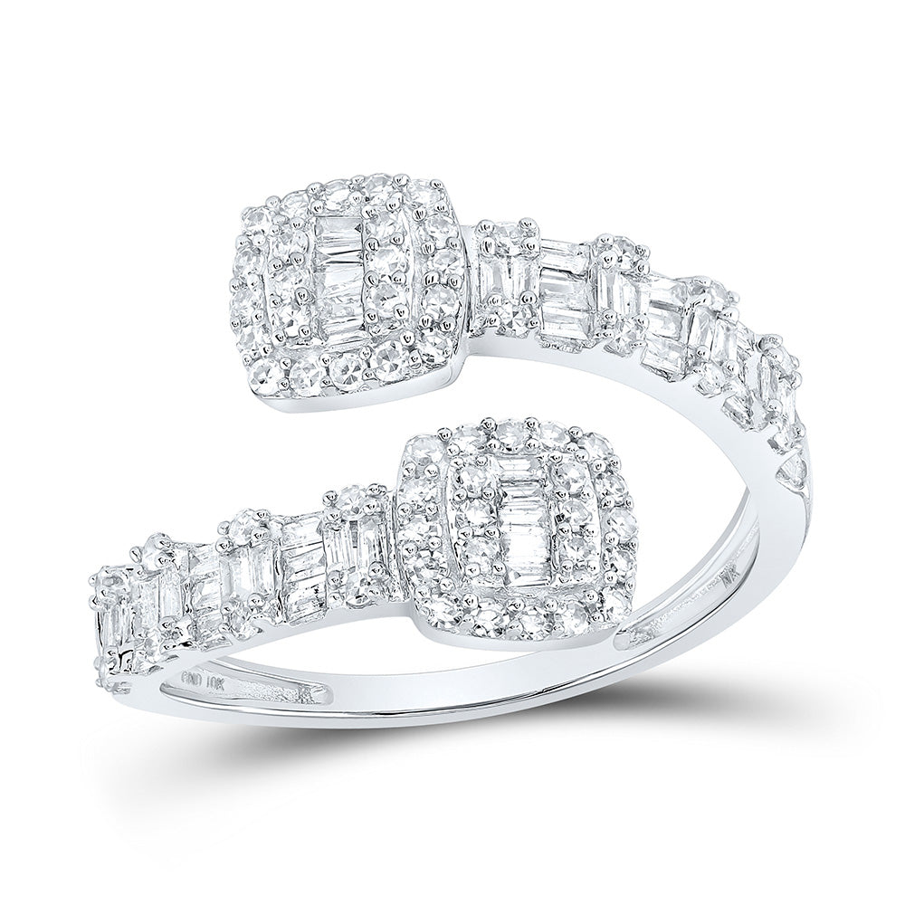 10K Yellow Or White Or Rose Gold Womens Round Diamond Cushion Cuff Band Ring , Womens Size: 5-10