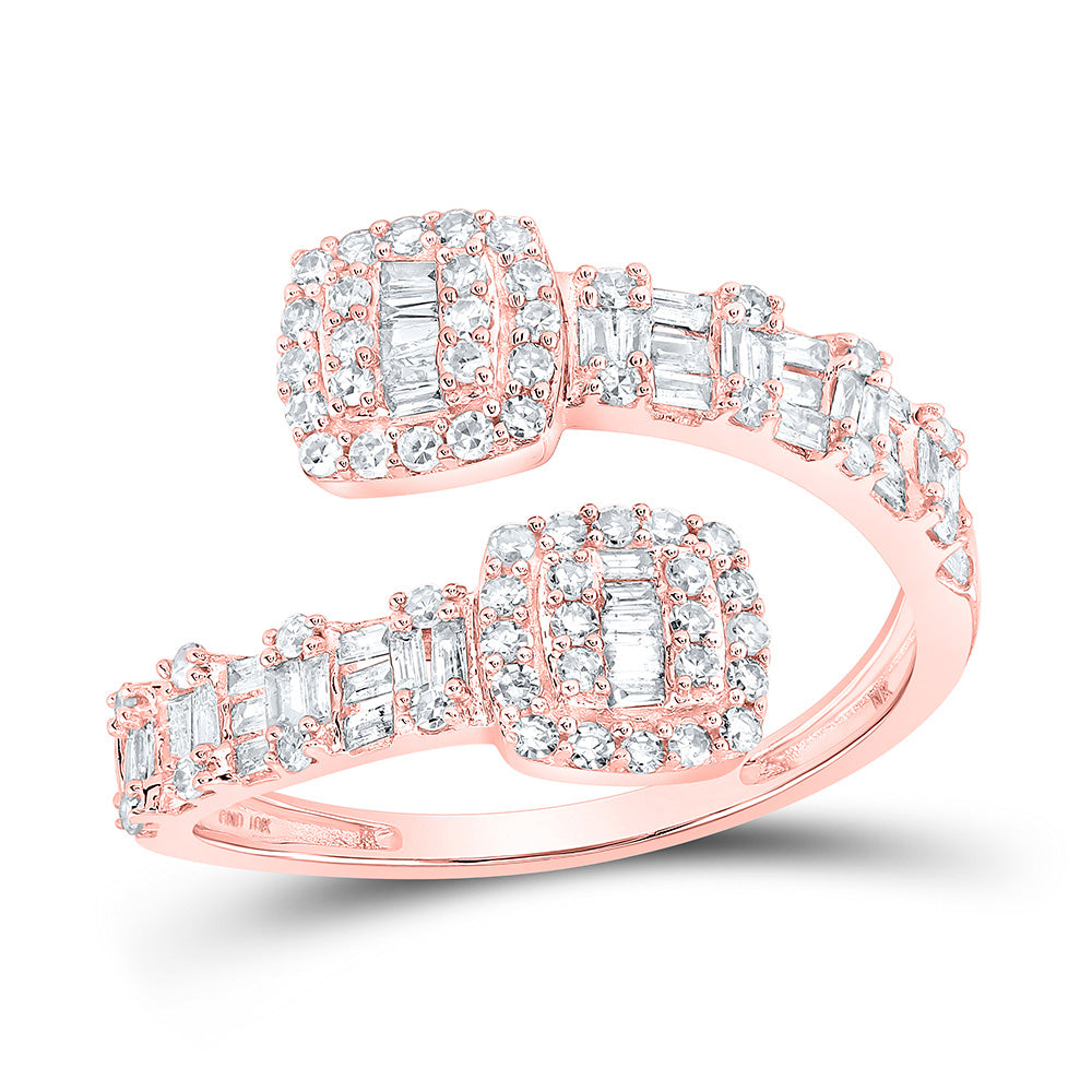 10K Yellow Or White Or Rose Gold Womens Round Diamond Cushion Cuff Band Ring , Womens Size: 5-10