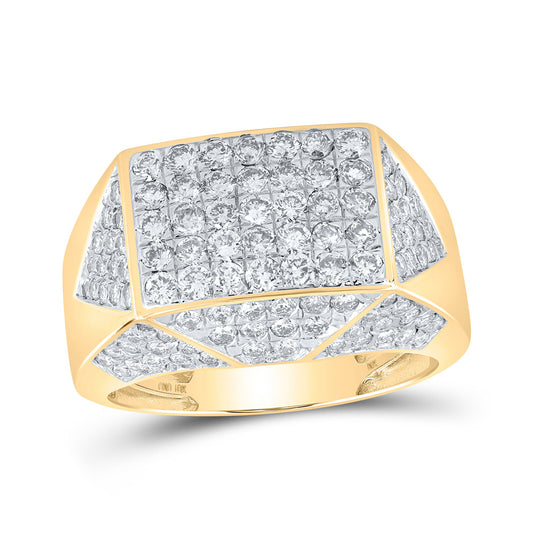10K Yellow Gold Mens Round Diamond Faceted Band Ring 2-3/4 Cttw, Mens Size: 7-13