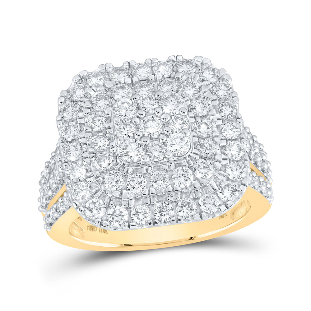 10K Yellow Gold Womens Round Diamond Square Ring 3 Cttw, Womens Size: 5-10