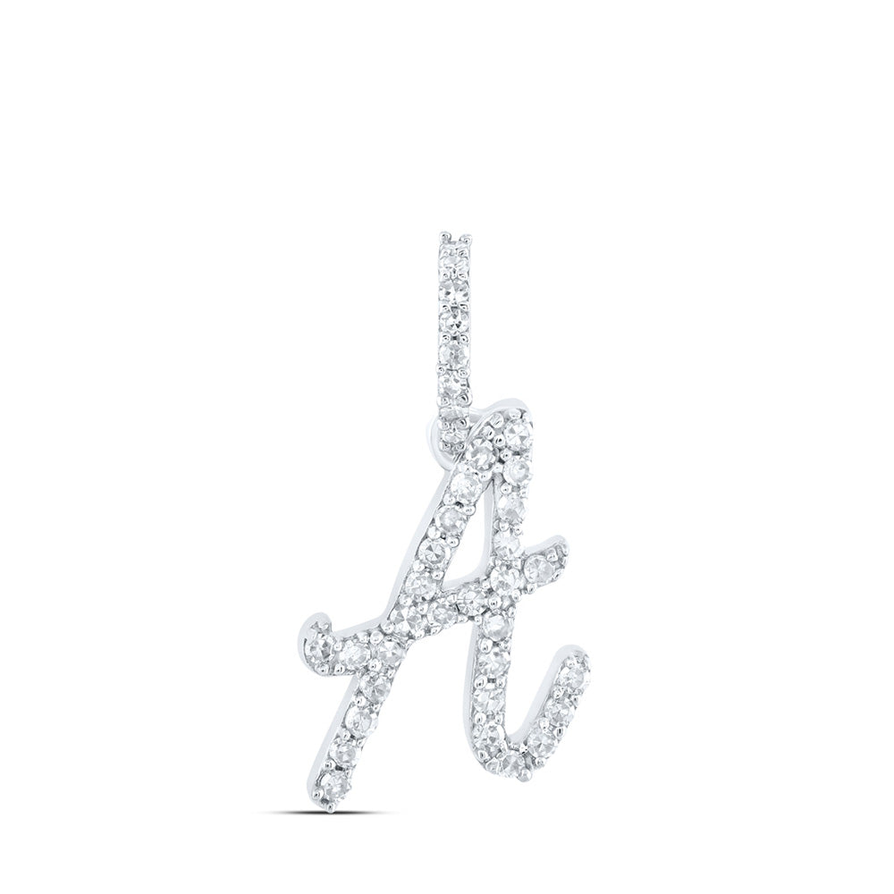 10K Yellow Or White Or Rose Gold Womens Round Diamond A Initial Letter Pendant