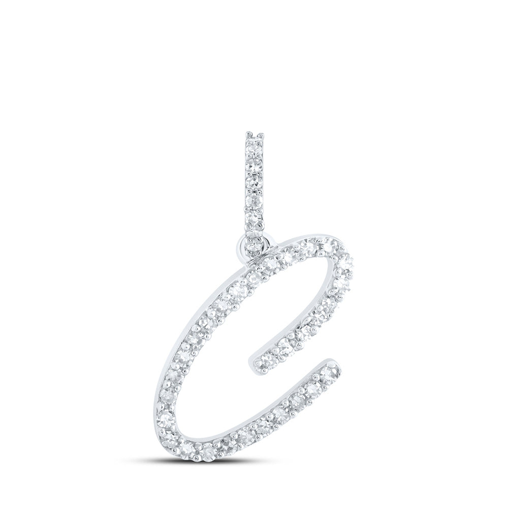 10K Yellow Or White Or Rose Gold Womens Round Diamond C Initial Letter Pendant